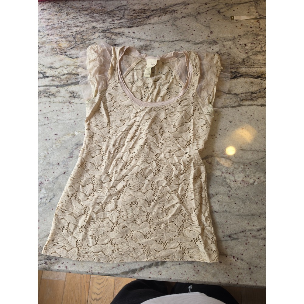 Daytrip 90s beige lace scoop jeck short sleeve womens small